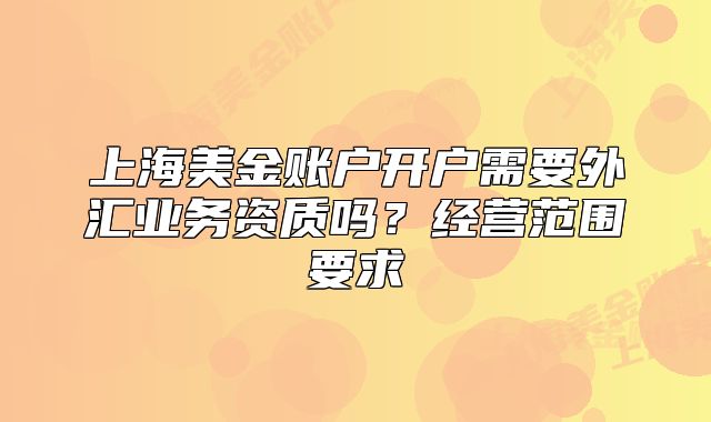 上海美金账户开户需要外汇业务资质吗?经营范围要求