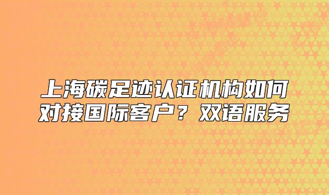 上海碳足迹认证机构如何对接国际客户？双语服务