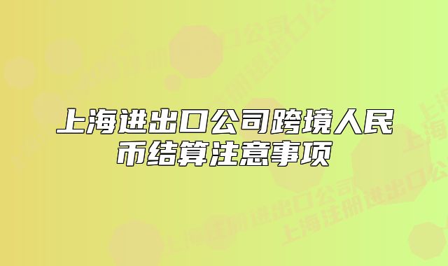 上海进出口公司跨境人民币结算注意事项