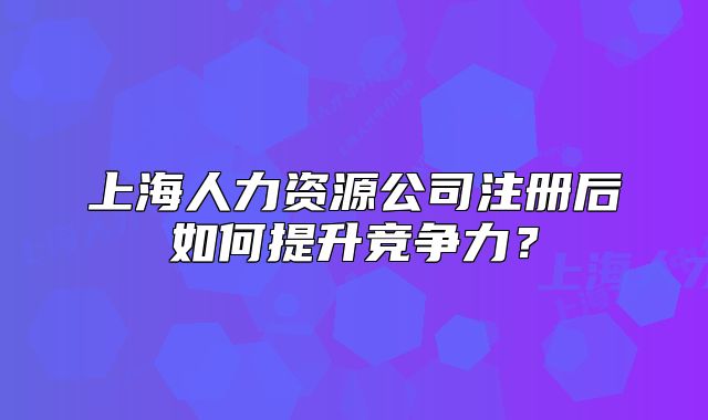 上海人力资源公司注册后如何提升竞争力?