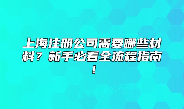 上海注册公司需要哪些材料?新手必看全流程指南!
