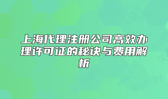 上海代理注册公司高效办理许可证的秘诀与费用解析