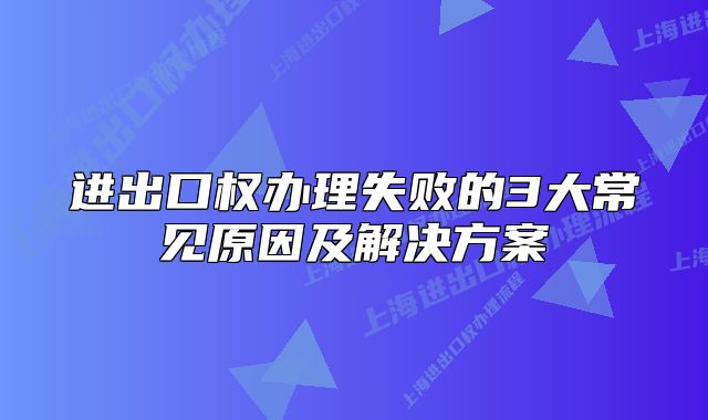 进出口权办理失败的3大常见原因及解决方案