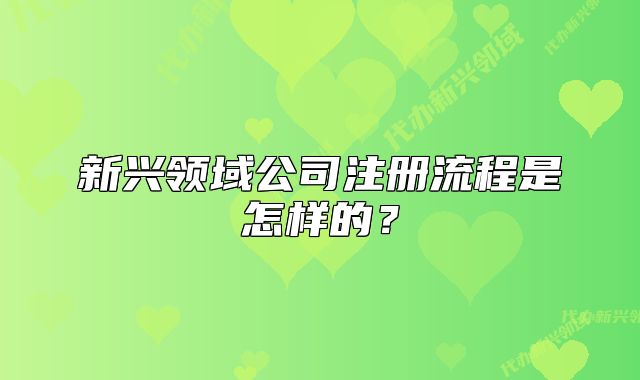 新兴领域公司注册流程是怎样的?
