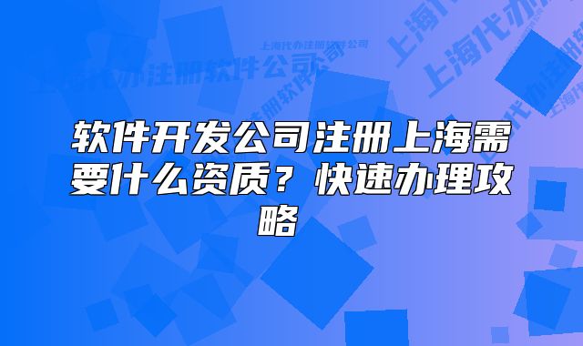 软件开发公司注册上海需要什么资质？快速办理攻略 