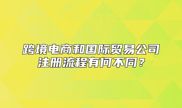 跨境电商和国际贸易公司注册流程有何不同?