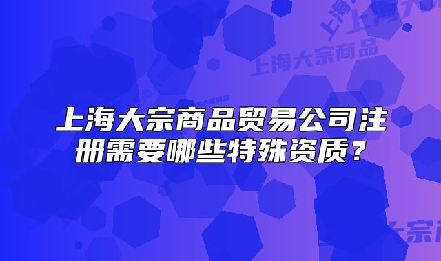 上海大宗商品贸易公司注册需要哪些特殊资质?