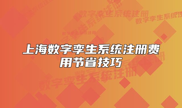 上海数字孪生系统注册费用节省技巧