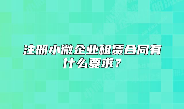 注册小微企业租赁合同有什么要求?