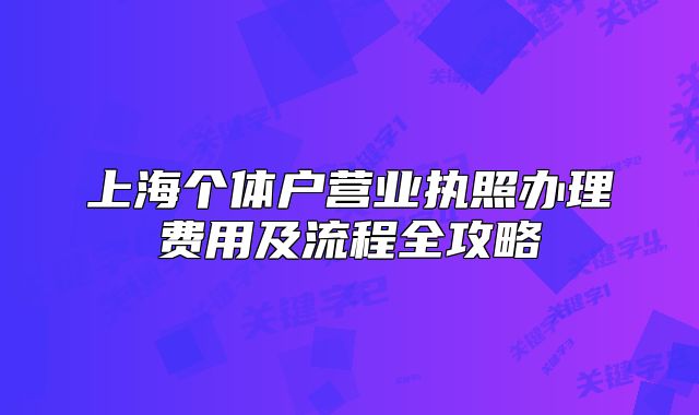 上海个体户营业执照办理费用及流程全攻略