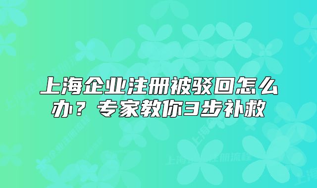 上海企业注册被驳回怎么办？专家教你3步补救