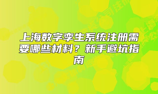 上海数字孪生系统注册需要哪些材料?新手避坑指南