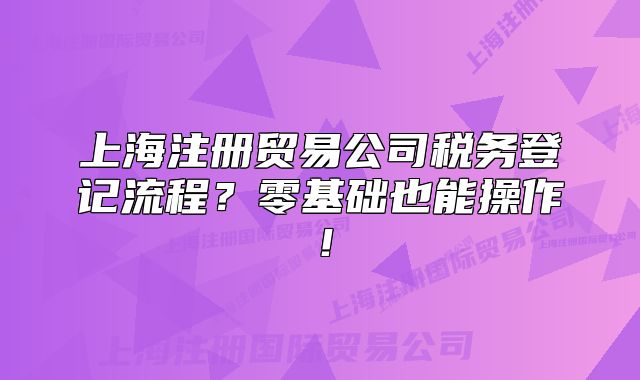 上海注册贸易公司税务登记流程？零基础也能操作！