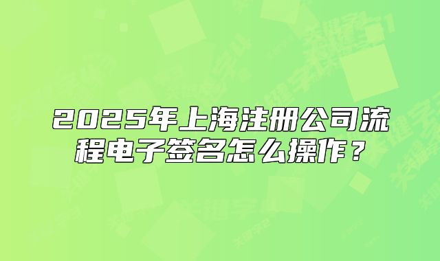 2025年上海注册公司流程电子签名怎么操作?