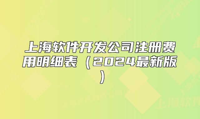 上海软件开发公司注册费用明细表(2024最新版)