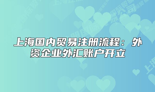 上海国内贸易注册流程:外资企业外汇账户开立