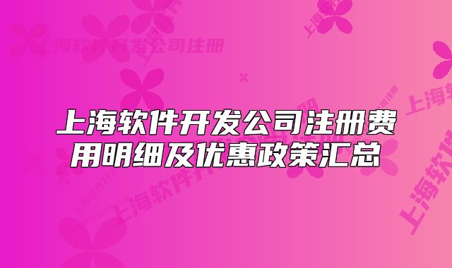 上海软件开发公司注册费用明细及优惠政策汇总
