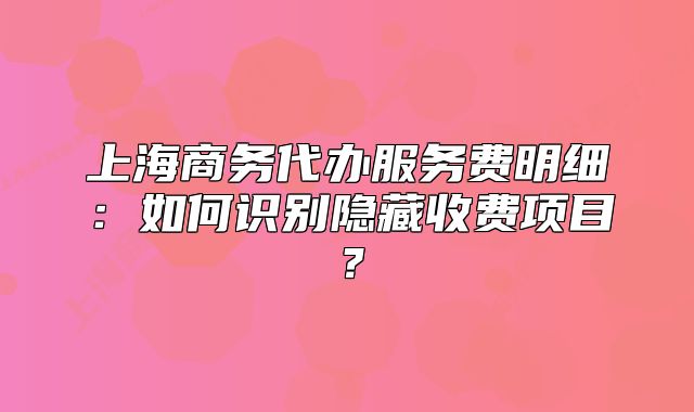 上海商务代办服务费明细:如何识别隐藏收费项目?