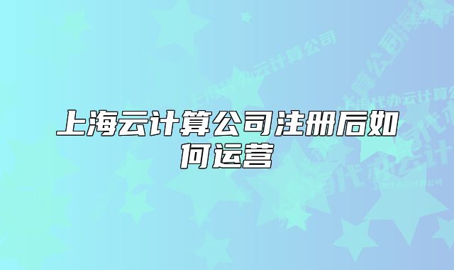 上海云计算公司注册后如何运营