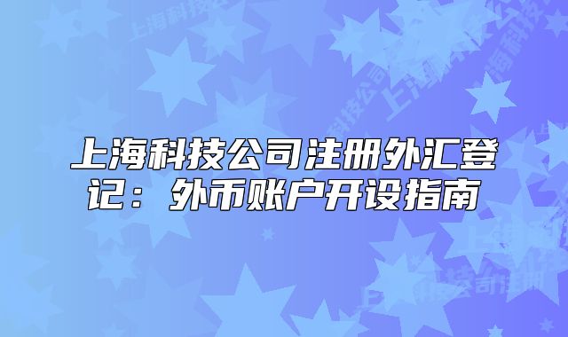 上海科技公司注册外汇登记：外币账户开设指南