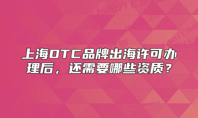 上海DTC品牌出海许可办理后,还需要哪些资质?