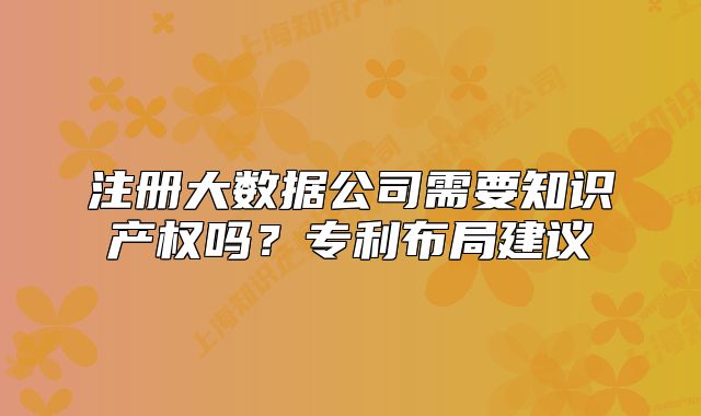注册大数据公司需要知识产权吗?专利布局建议
