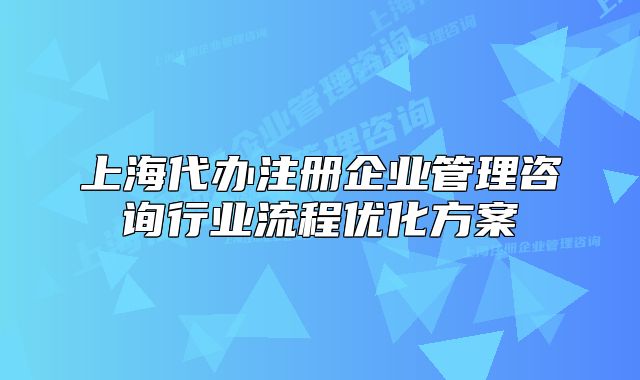 上海代办注册企业管理咨询行业流程优化方案