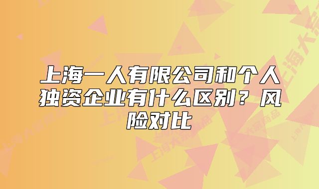 上海一人有限公司和个人独资企业有什么区别？风险对比