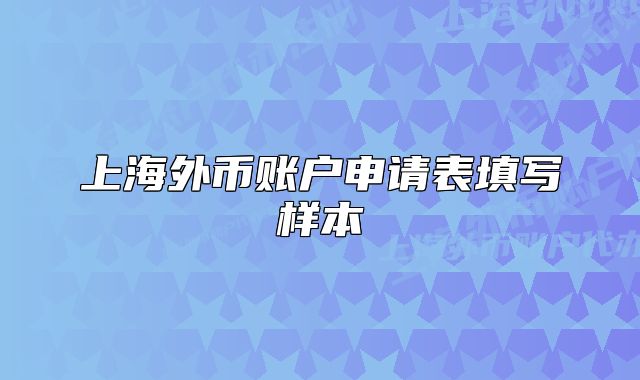 上海外币账户申请表填写样本