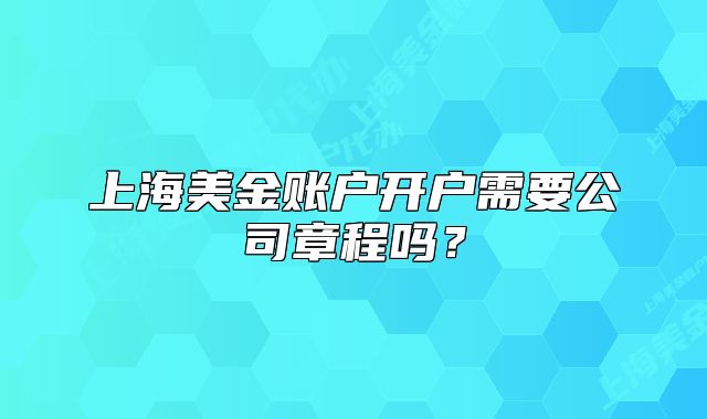 上海美金账户开户需要公司章程吗？