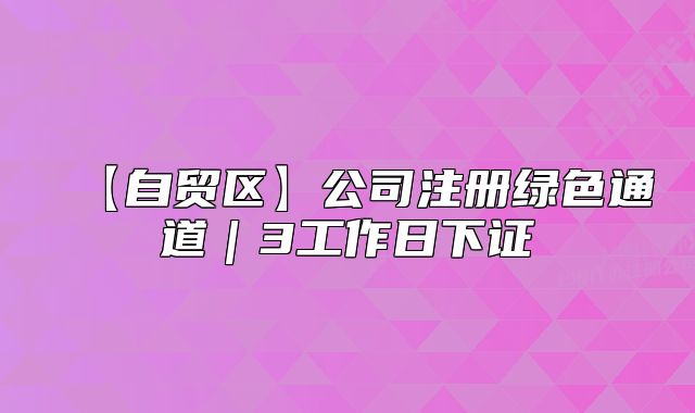 【自贸区】公司注册绿色通道｜3工作日下证