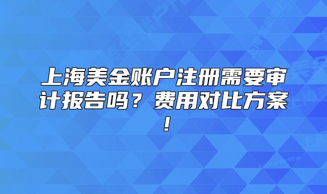 上海美金账户注册需要审计报告吗？费用对比方案！