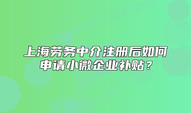 上海劳务中介注册后如何申请小微企业补贴?