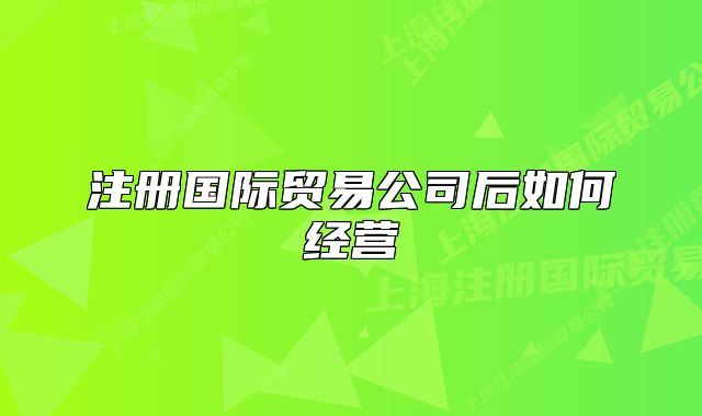注册国际贸易公司后如何经营