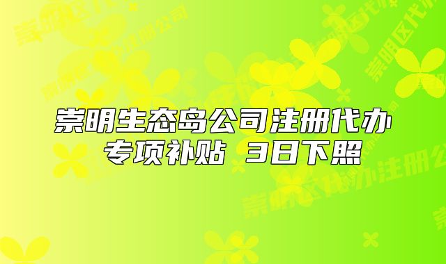 崇明生态岛公司注册代办 专项补贴 3日下照