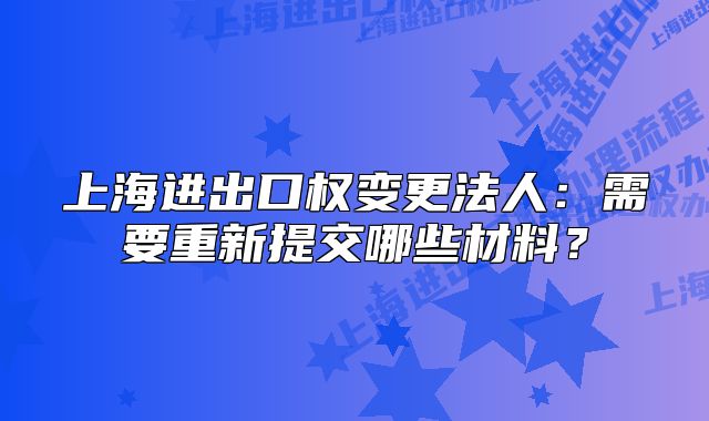 上海进出口权变更法人：需要重新提交哪些材料？