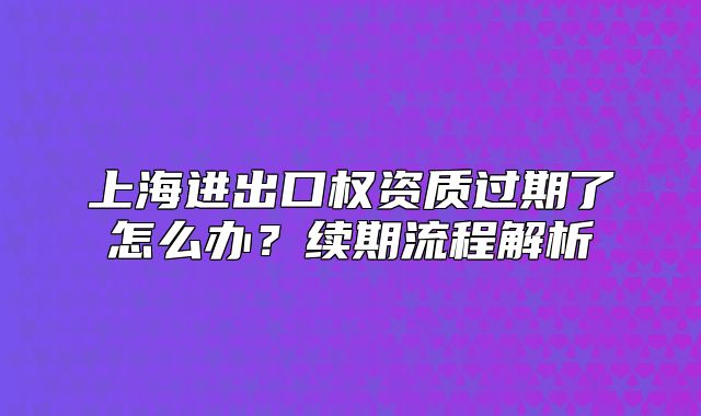 上海进出口权资质过期了怎么办?续期流程解析