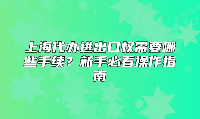 上海代办进出口权需要哪些手续?新手必看操作指南