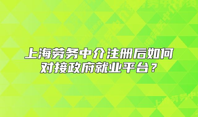 上海劳务中介注册后如何对接政府就业平台?