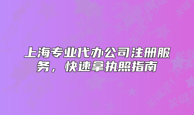 上海专业代办公司注册服务，快速拿执照指南