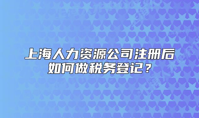 上海人力资源公司注册后如何做税务登记？