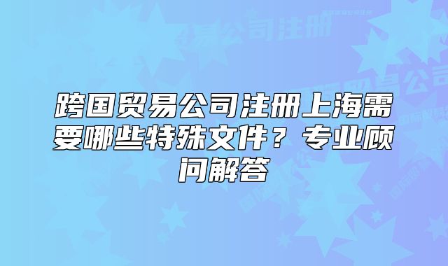 跨国贸易公司注册上海需要哪些特殊文件?专业顾问解答