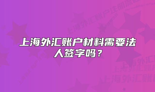 上海外汇账户材料需要法人签字吗？