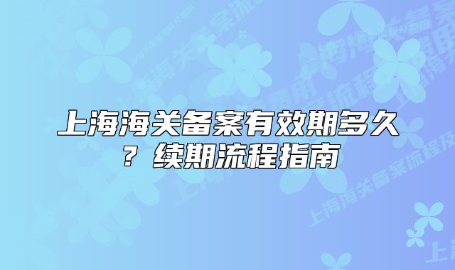 上海海关备案有效期多久?续期流程指南