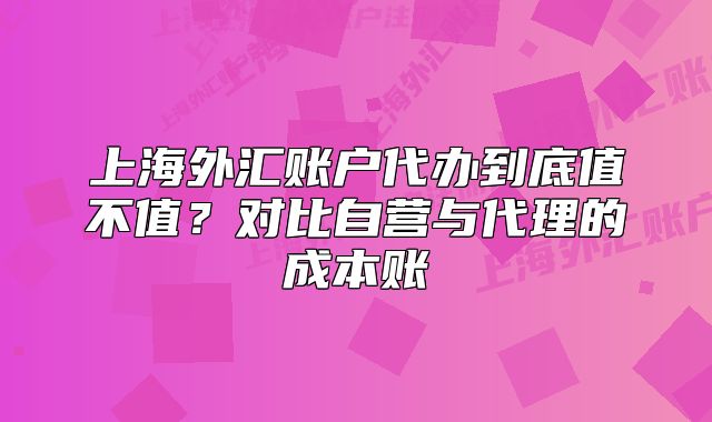 上海外汇账户代办到底值不值？对比自营与代理的成本账