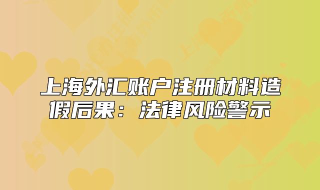 上海外汇账户注册材料造假后果:法律风险警示