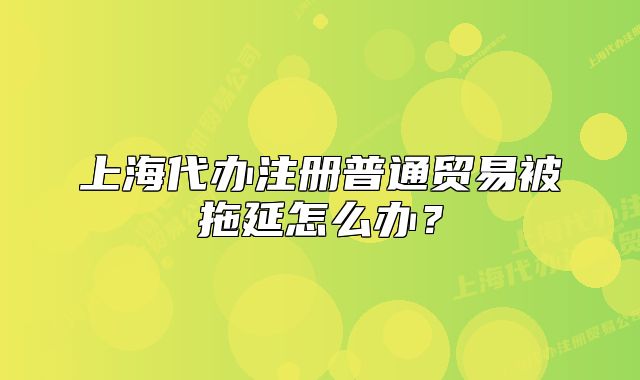 上海代办注册普通贸易被拖延怎么办?
