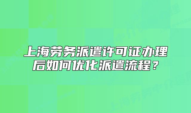上海劳务派遣许可证办理后如何优化派遣流程?