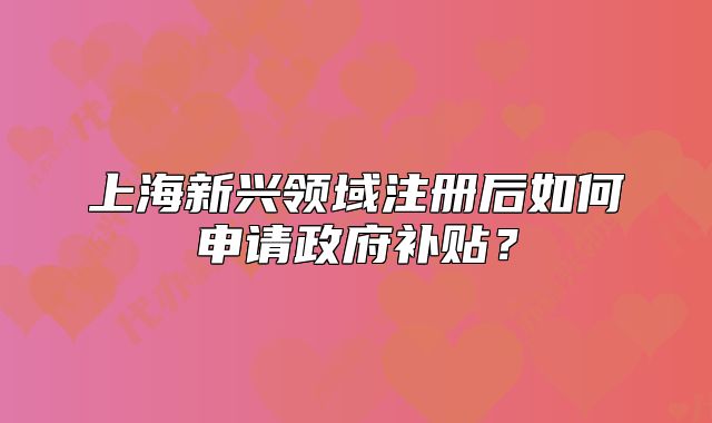 上海新兴领域注册后如何申请政府补贴?