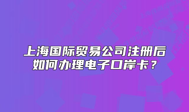上海国际贸易公司注册后如何办理电子口岸卡?